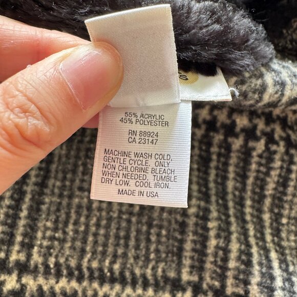 VINTAGE TALBOTS ZIPPER JACKET HERRINGBONE BLACK WHITE SIZE LARGE - Picture 8 of 10